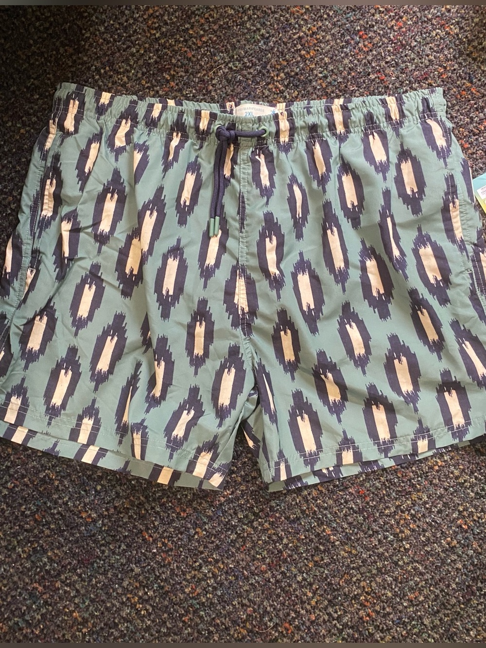 Primark Green And Black Ikat Swim Trunks With Pockets Size XXL NEW